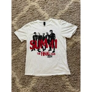 Sum 41 The Final Tour 2024 Graphic T-Shirt White Tour of the Setting Sum Mens M
